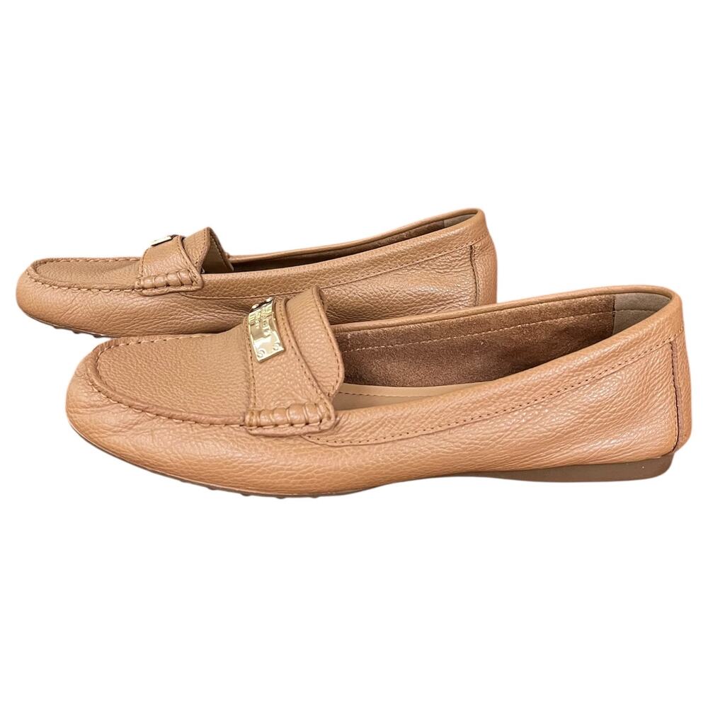 Coach Driving Loafers Fredrica Pebbled Leather Light Brown Flats Women's 9 EU 39